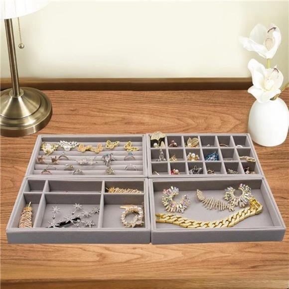 Velvet Jewelry Trays Organizer for Drawers, Small Stackable Jewelry Display Tray - Picture 5 of 7